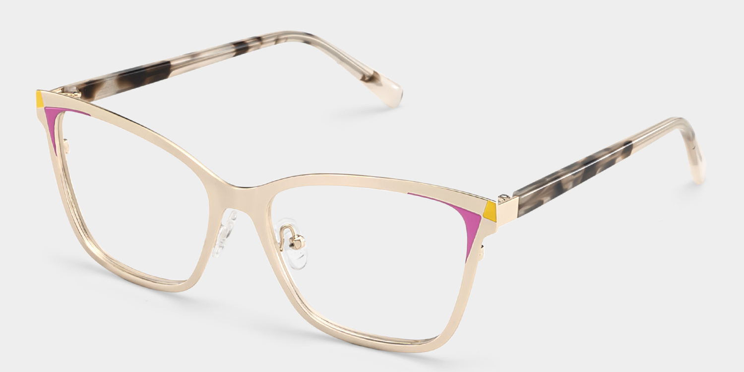 Elise Gold Frame Glasses with Rectangle Frame Online | ZEELOOL Canada3