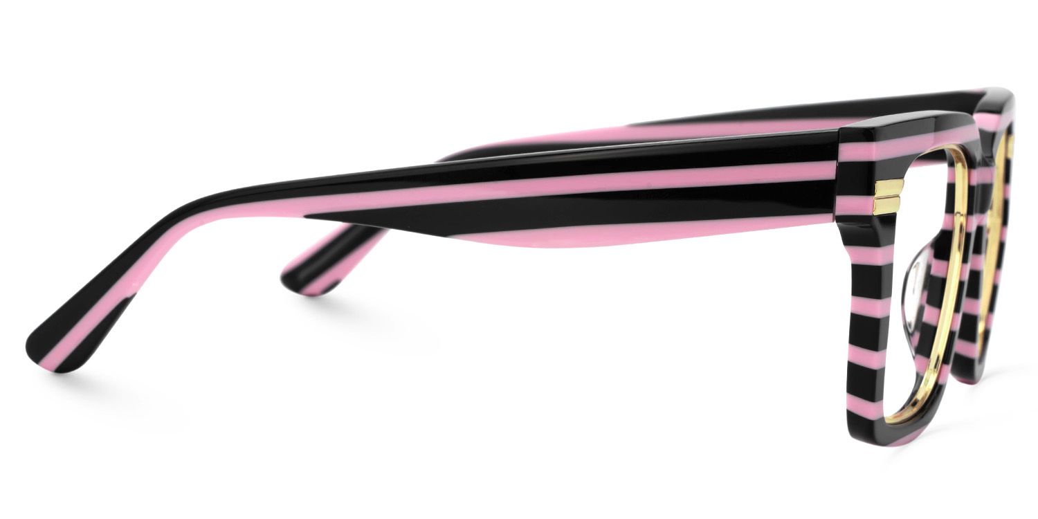 Taylor Square Black Pink Striped Frame Glasses for females | ZEELOOL Canada2
