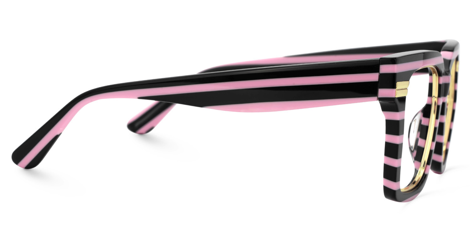 Taylor Square Black Pink Striped Frame Glasses for females | ZEELOOL Canada2