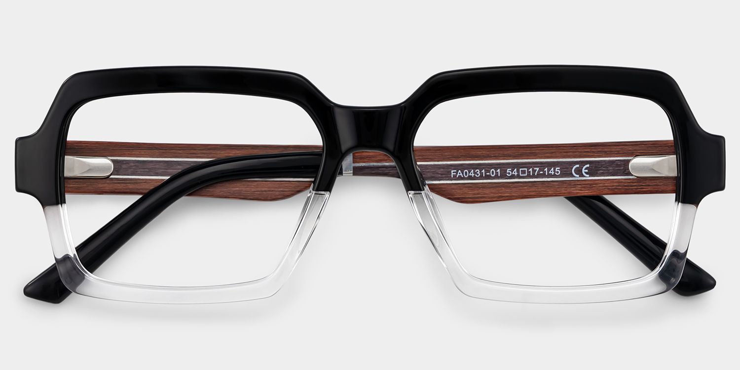 Jack Rectangle Black & Clear Frame Glasses | Zeelool3