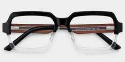 Jack Rectangle Black & Clear Glasses3