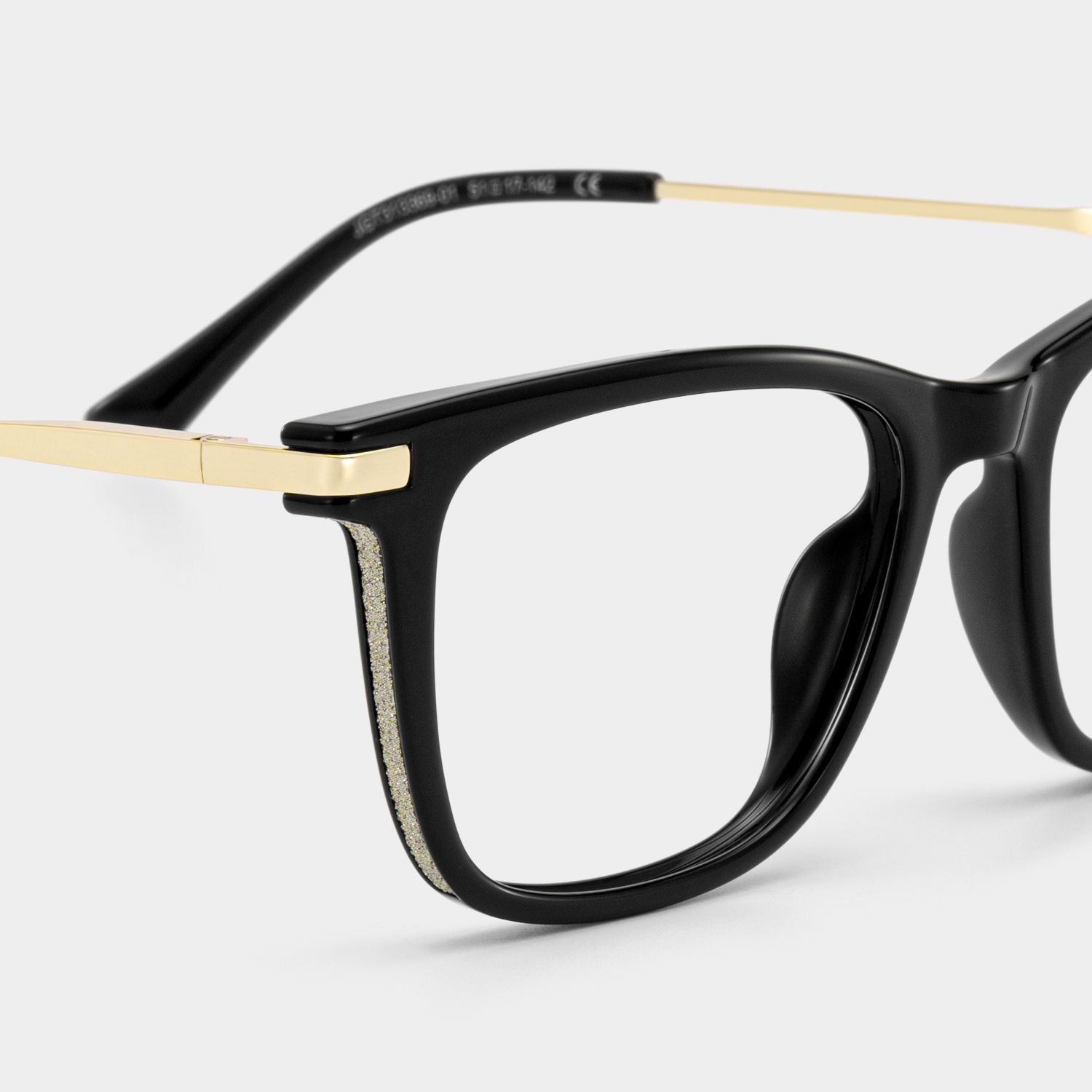 Selena Rectangle Black and Gold Frame Glasses | ZEELOOL4