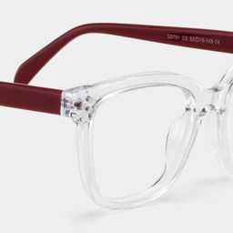 Scarlett Square Clear Red Glasses4