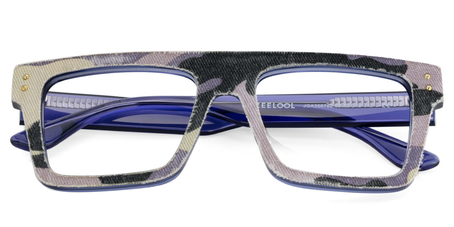 Vintage Rectangle Glasses With Purple Denim2