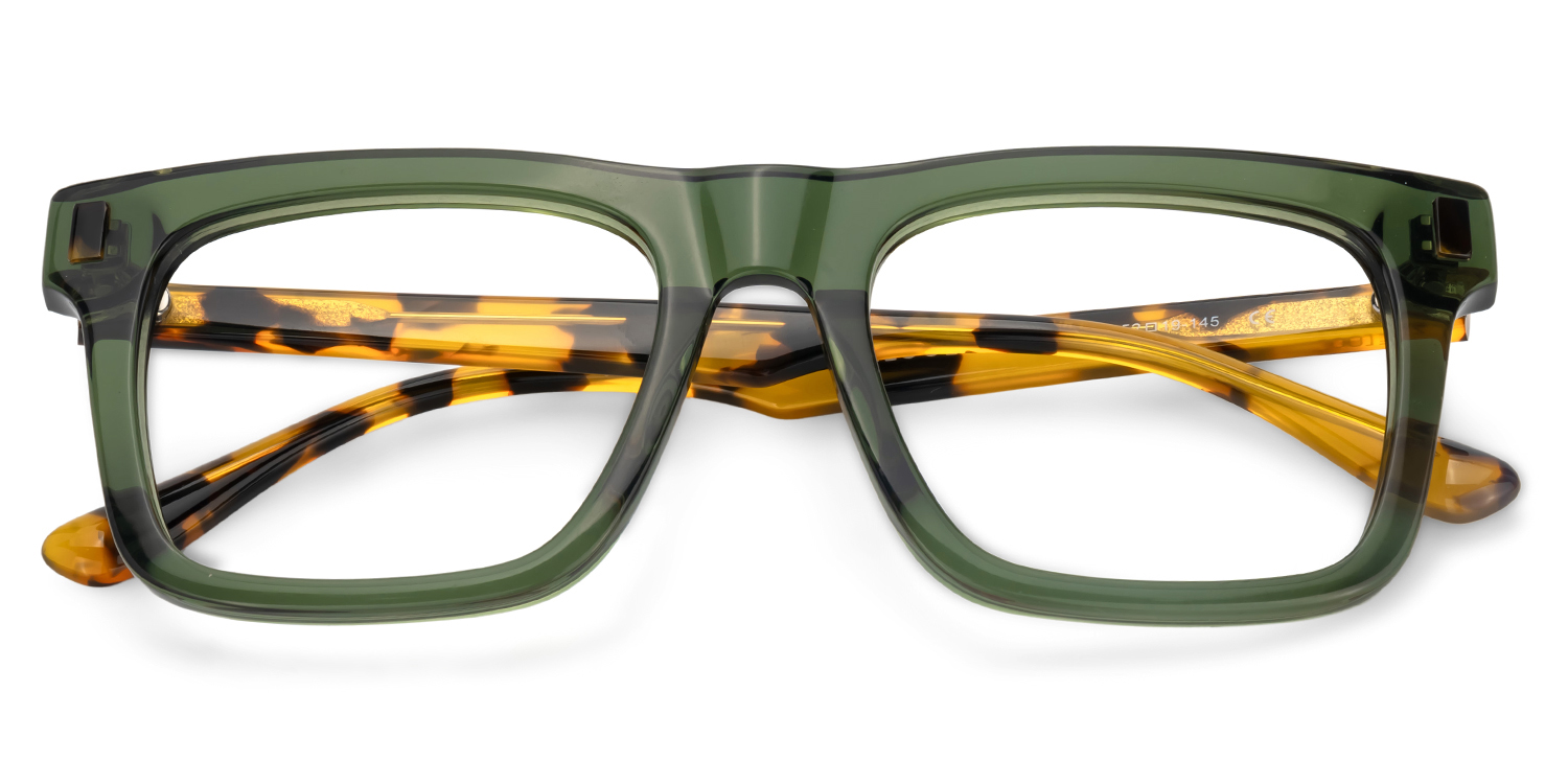 Matthews Square Green Glasses2