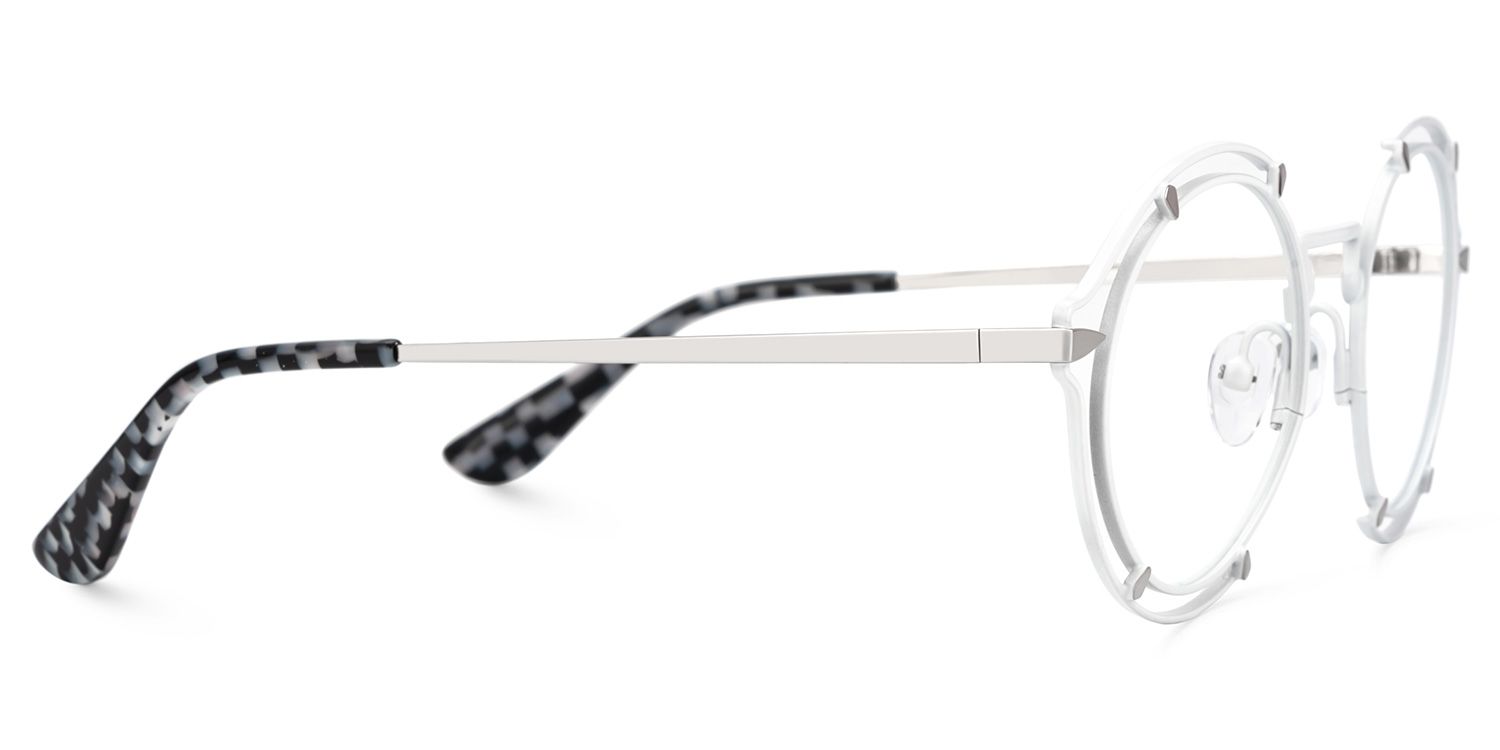 Women's White Glasses With Metal Material2