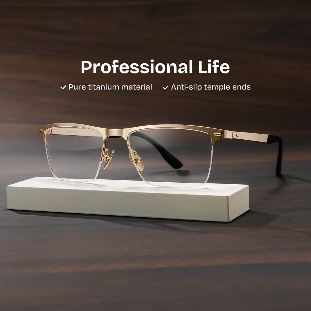 Browline Gold Eyeglasses- Brock Titanium Frame Glasses2