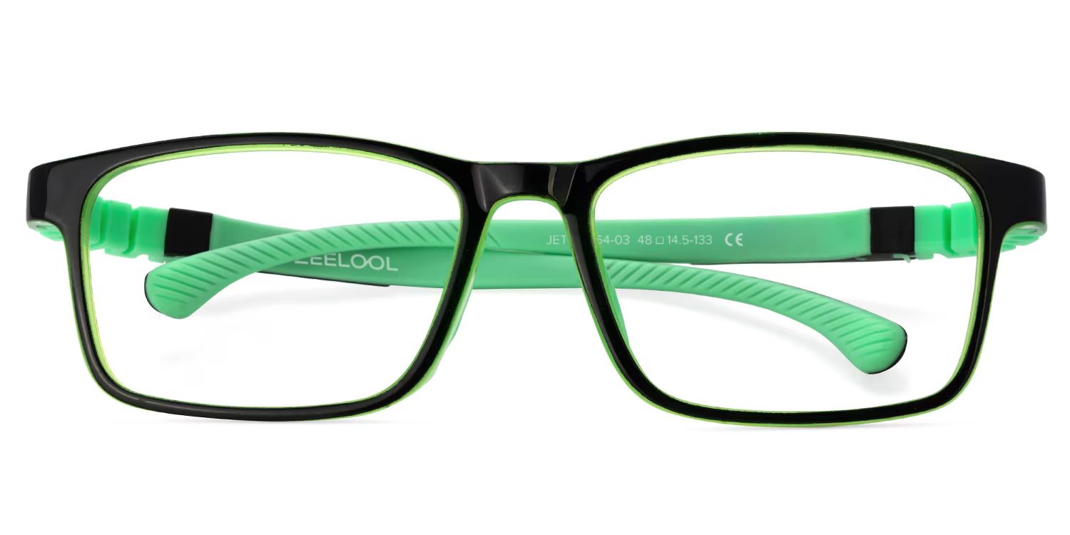Arddin Rectangle Green Frame Eyeglasses for Tweens0