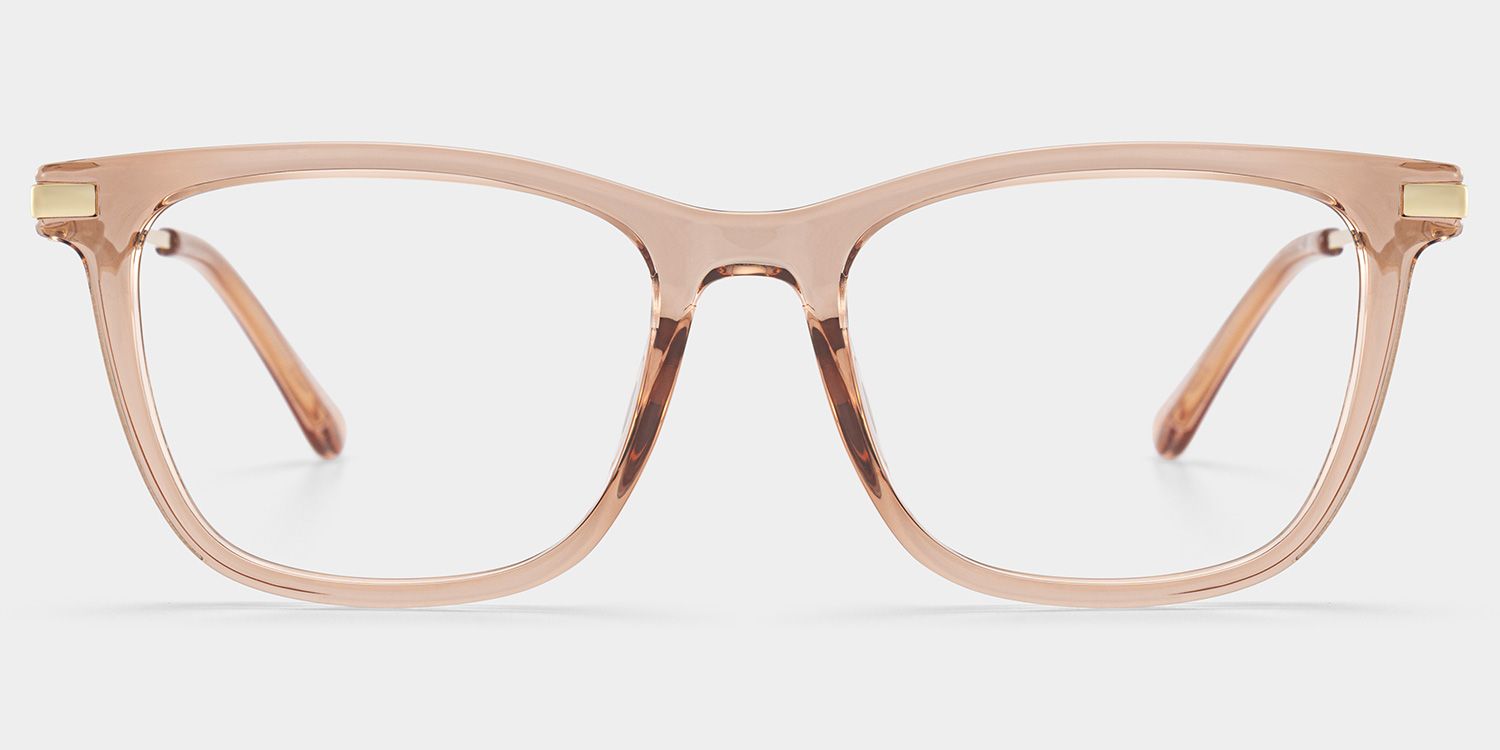 Selena Transparent Beige Rectangle Sparkling Frame Glasses | ZEELOOL0