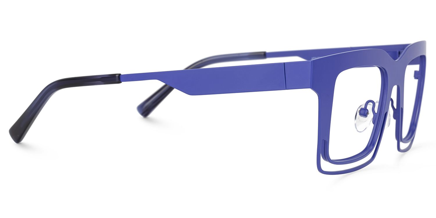 Evan Rectangle Blue Frame Eyeglasses for Males | ZEELOOL Canada2
