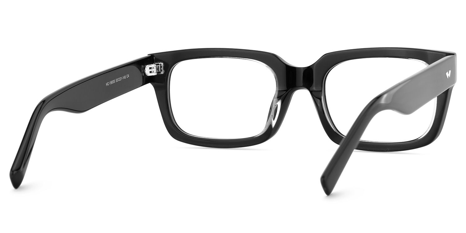Designer Rectangular Glasses with Clear Rim of Black Frame5
