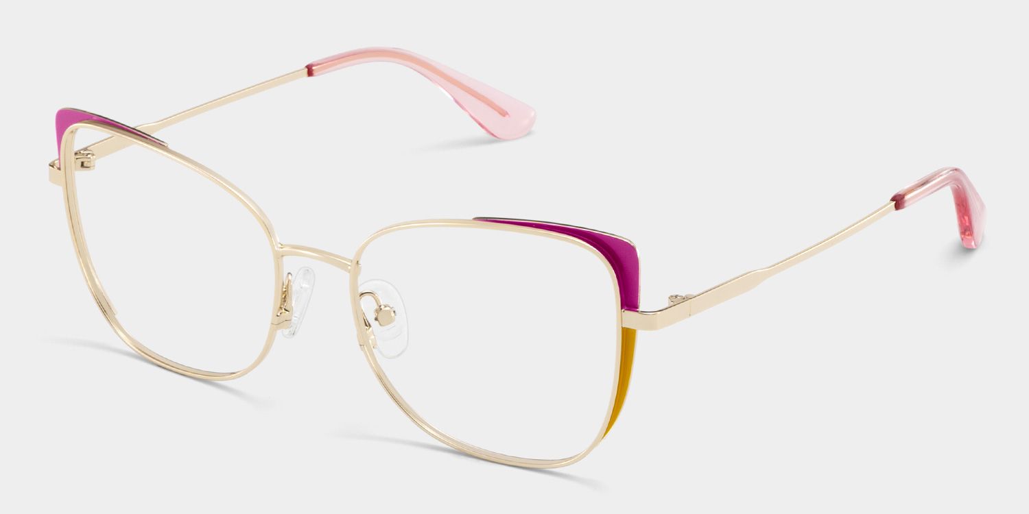 Tessa Pink Gold Frame Glasses with Cat eye Frame Online | ZEELOOL Canada3