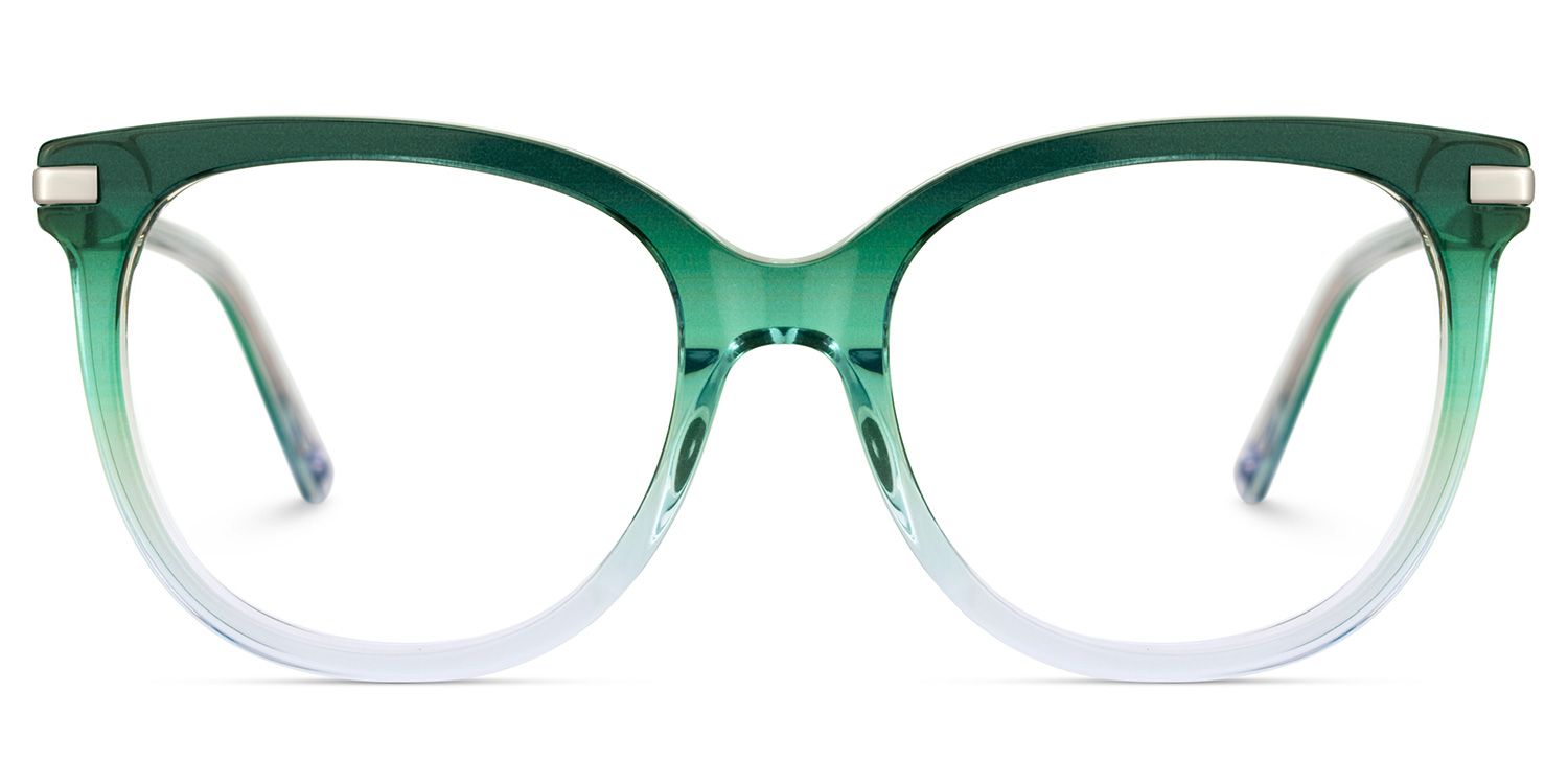 Round Green Gradient Clear Glasses1