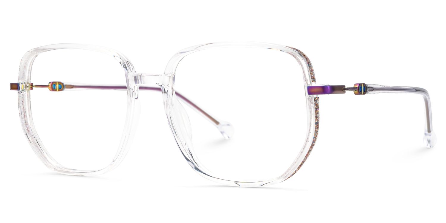 Joana Clear Glasses in Geometric Wide Frame Design | ZEELOOL Canada3