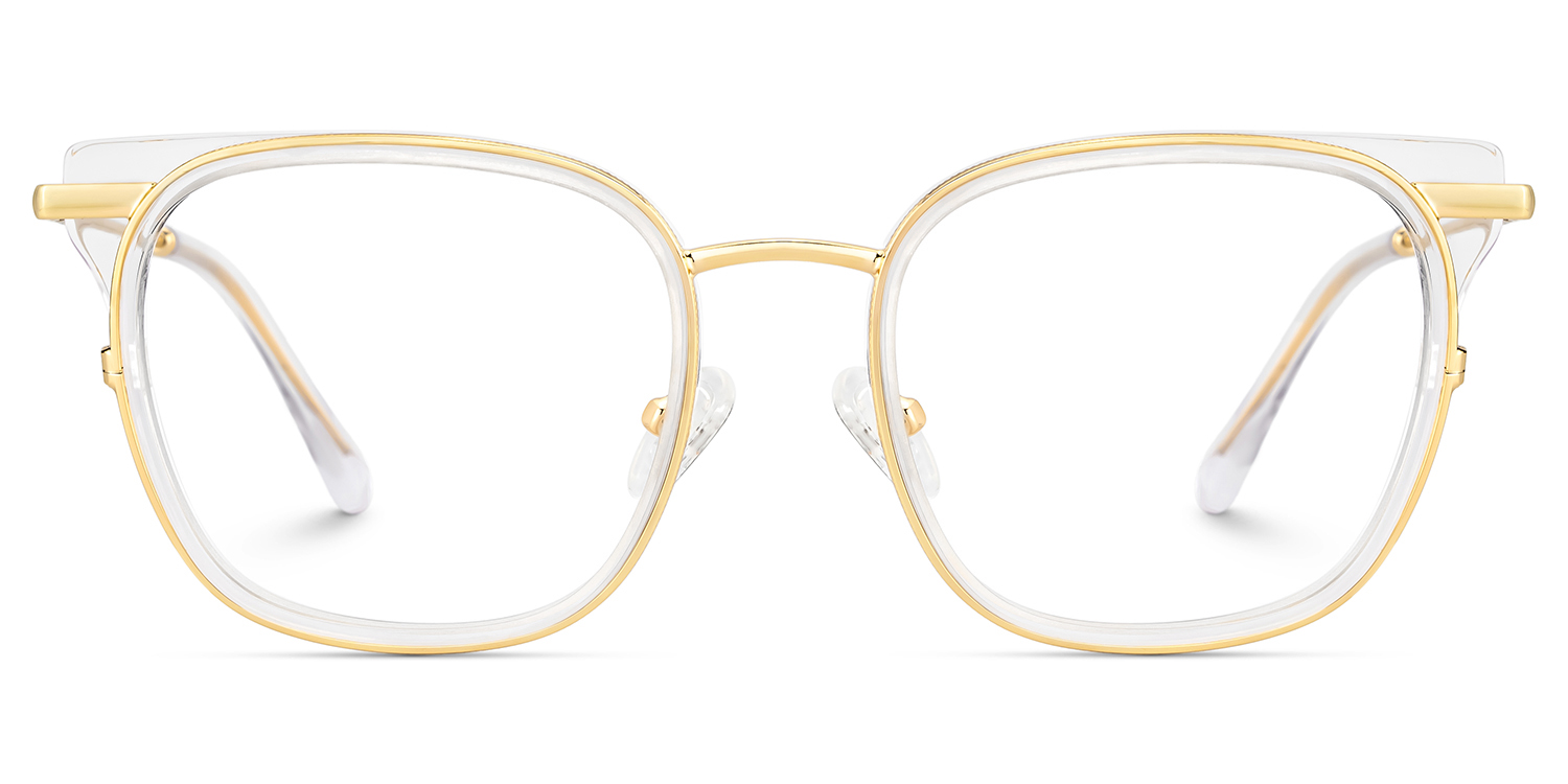 Cameron Eyeglasses in Square Crystal-gold Frame | Zeelool1