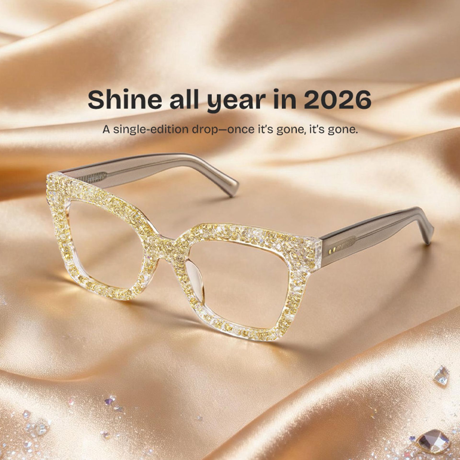 Renata Square Silver Rhinestone Covered Glasses | ZEELOOL0