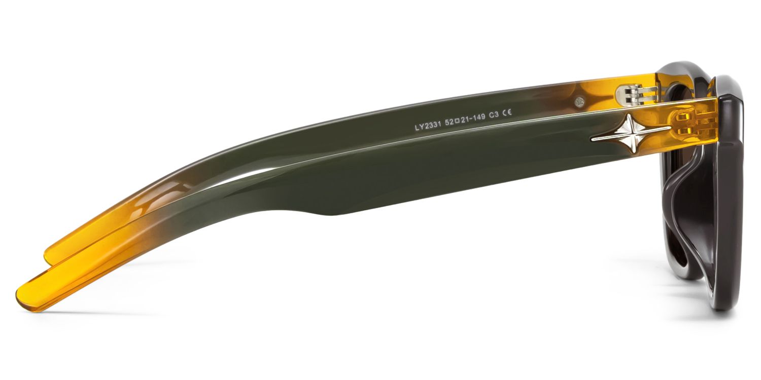 Lyric Black Yellow Rectangle Polarized Sunglasses for Driving | ZEELOOL CA3