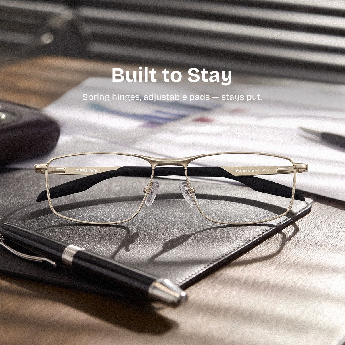 Scout Rectangle Gold Frame Glasses for Men | ZEELOOL0