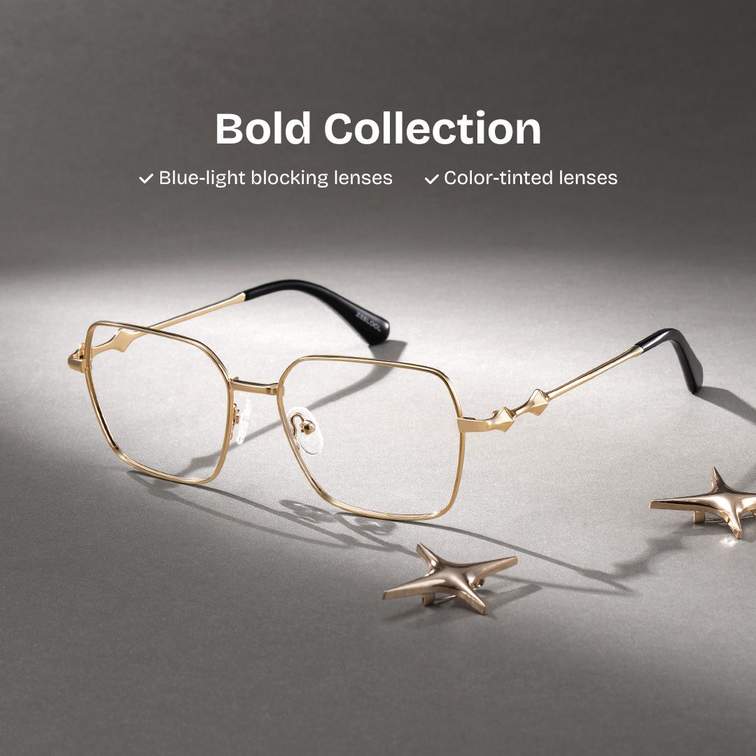 Kayla geometric gold Frame glasses Online | ZEELOOL0