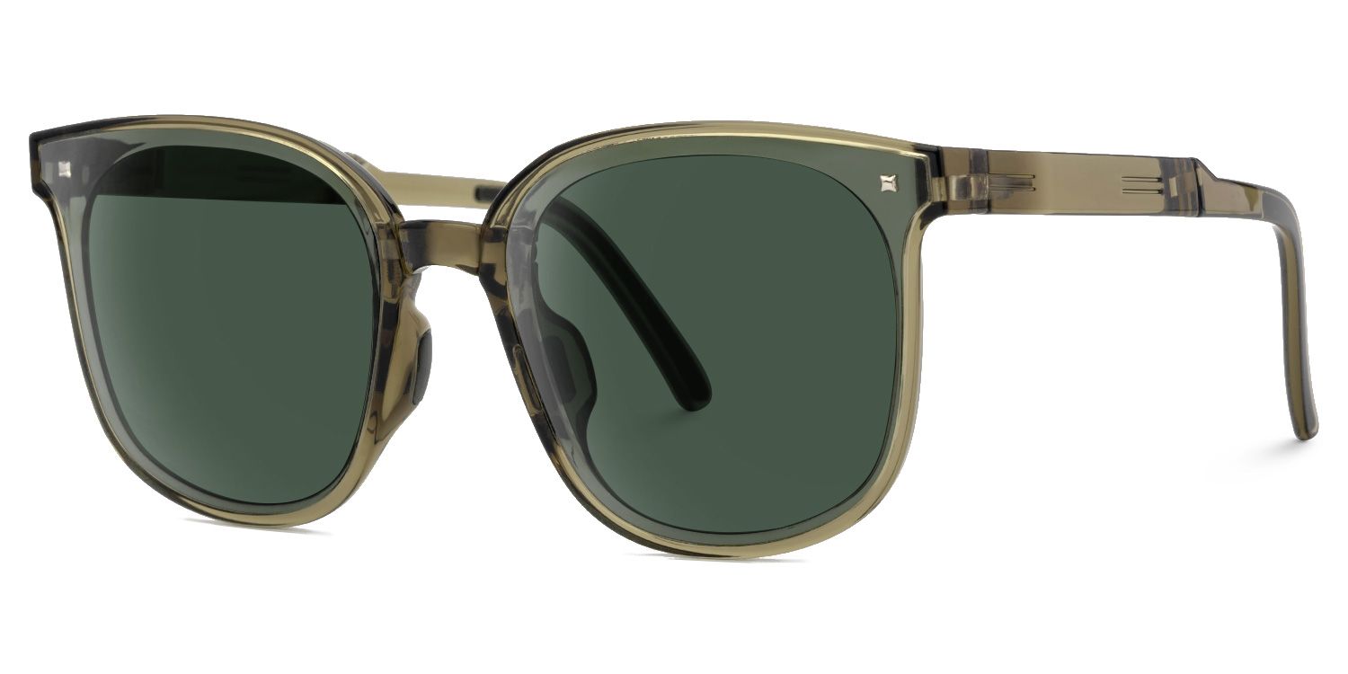 Sulaika Green Square Polarized Sunglasses for Driving | ZEELOOL CA2