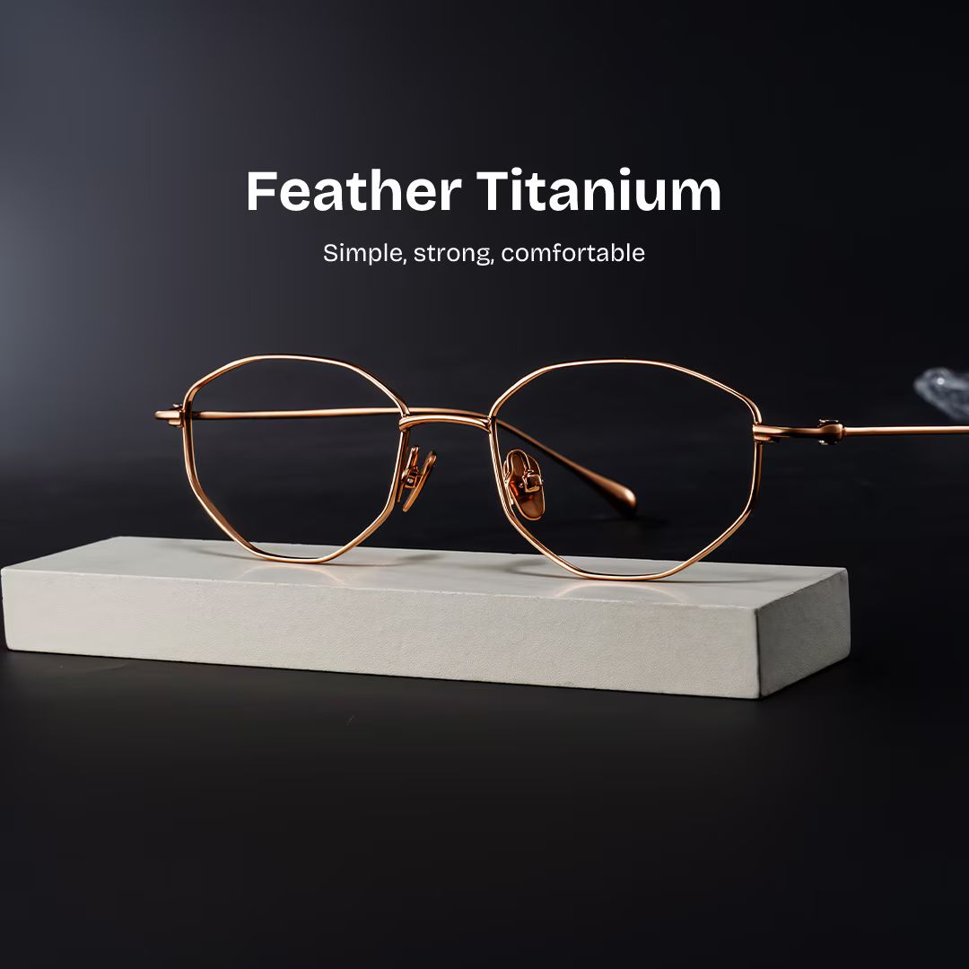 Everett Gold Frame Glasses with Geometric Frame Online |  ZEELOOL CANADA0