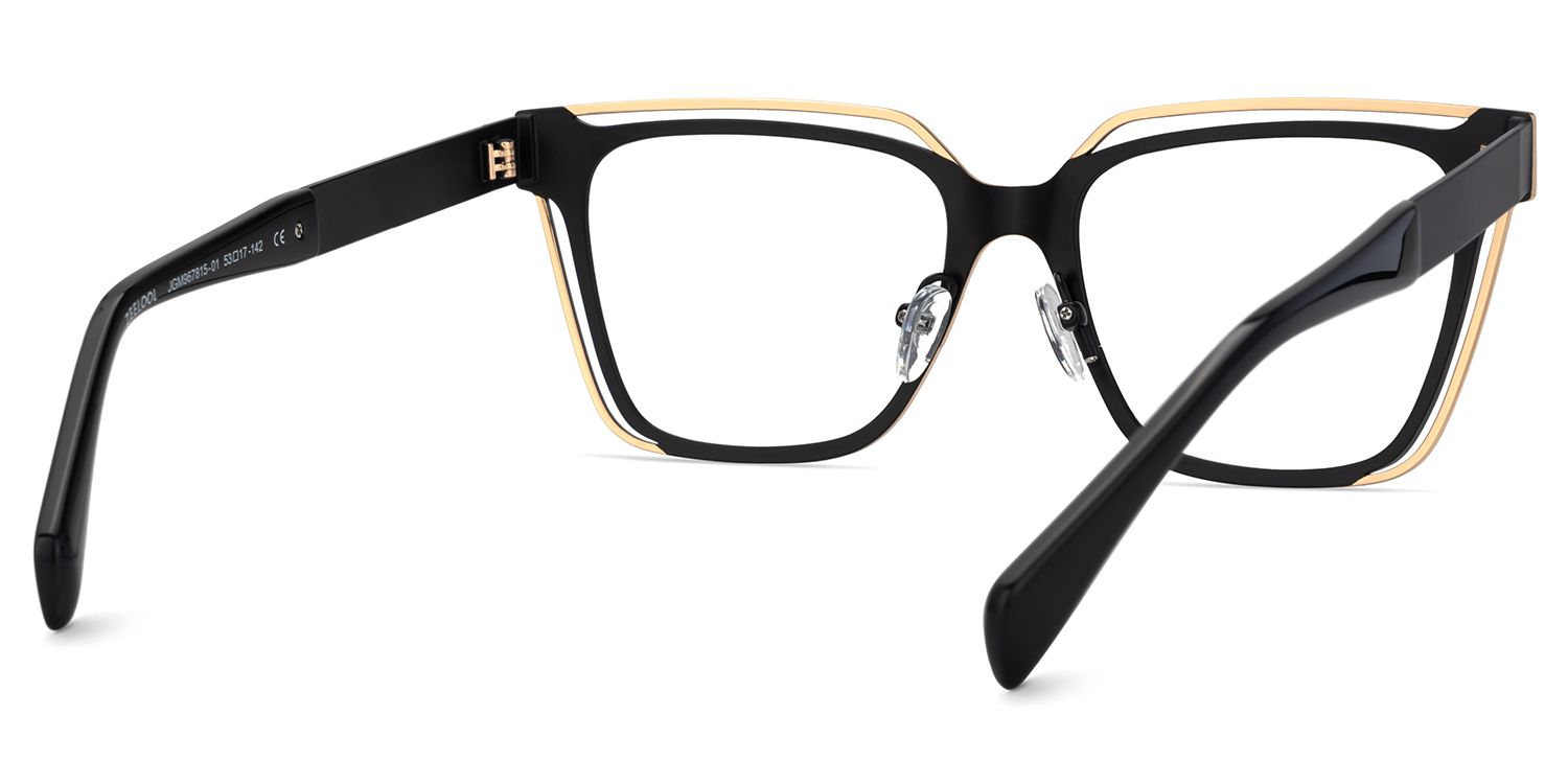 Large Black Glasses With Double Metal5