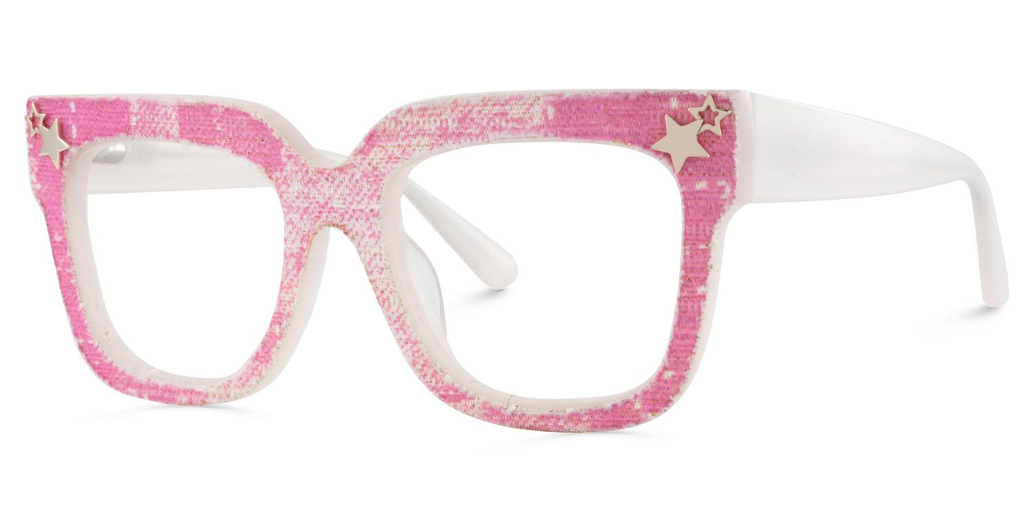 Teresita Thick Pink Denim Glasses in Square Design | ZEELOOL Canada3