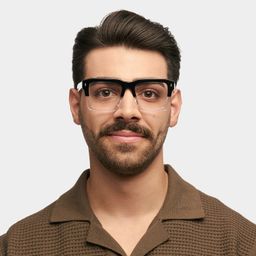 Kenish Square Black Clear Glasses0