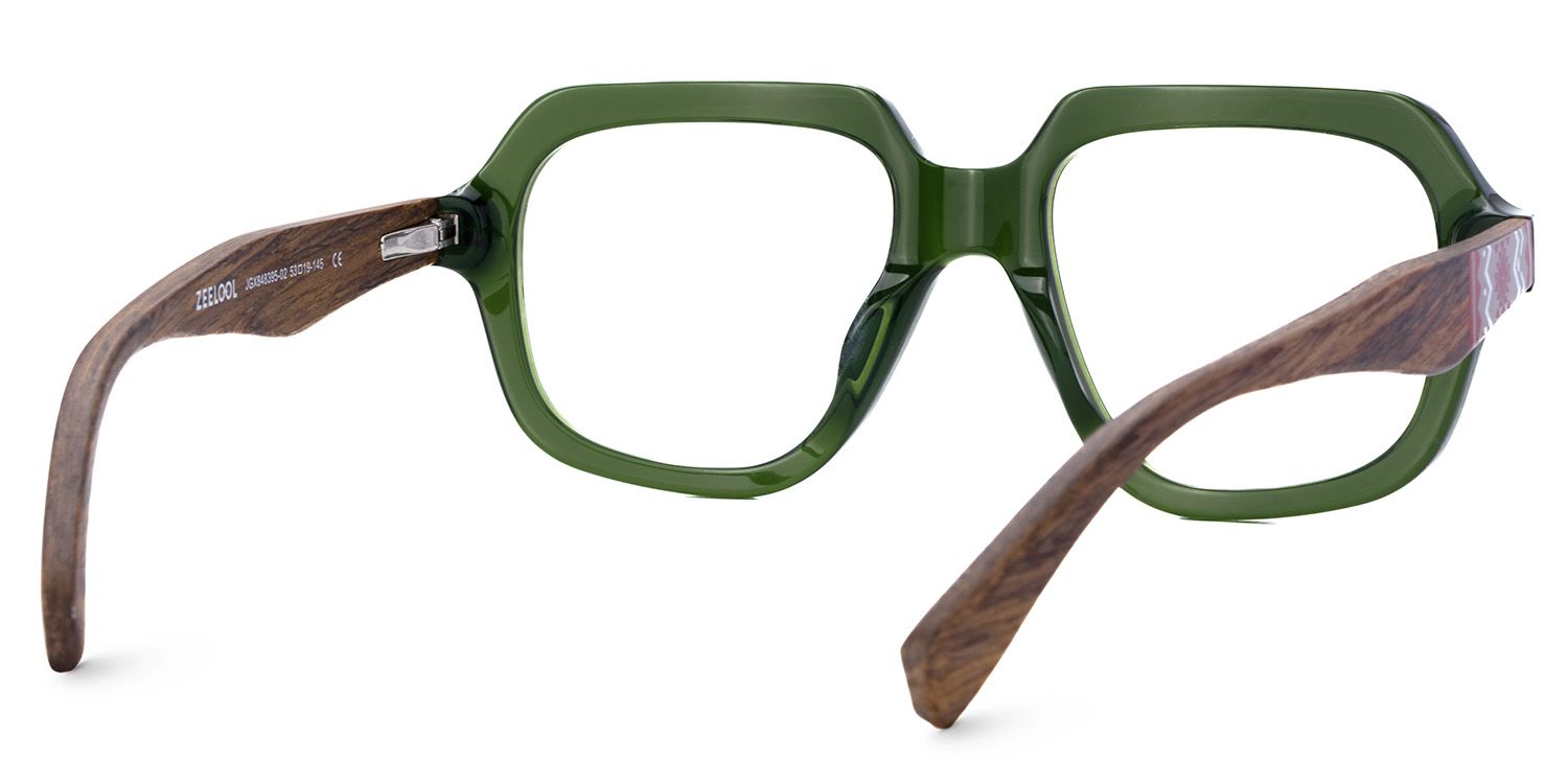 Green Prescription Glasses With Geometric Shape for Men5