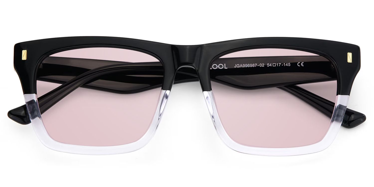 Brookins Black Clear Rectangle Polarized Sunglasses for Driving | ZEELOOL CA1
