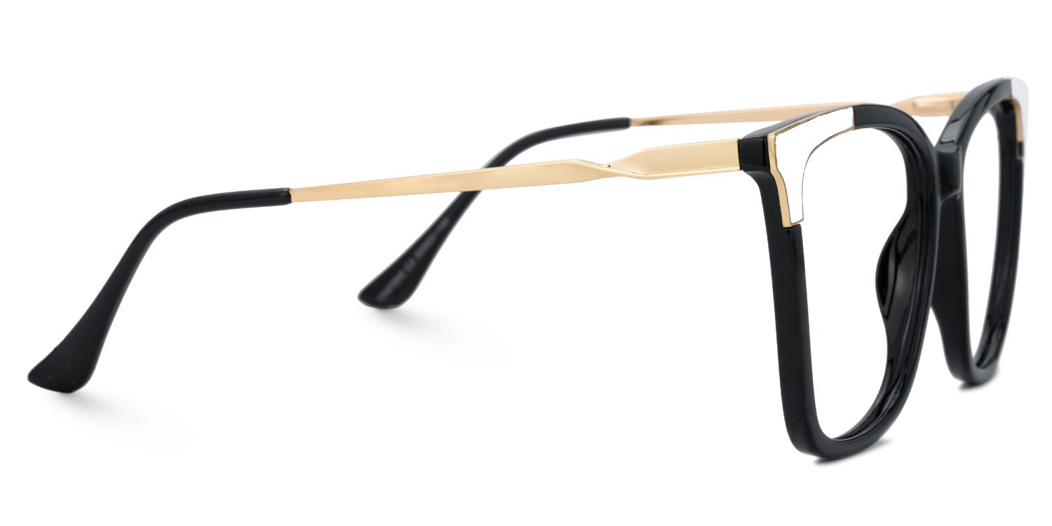 Black Square Frame Glasses With White Corner Frame Design3
