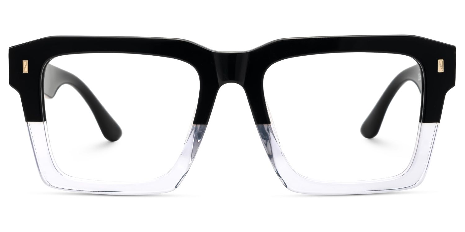 Large Square Prescription Glasses With Black And Clear Color2