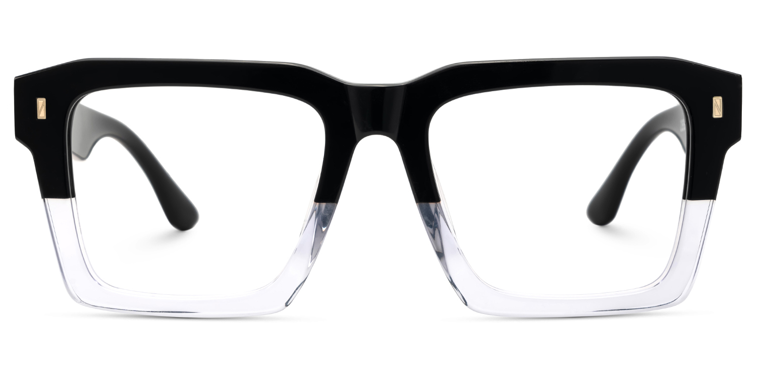 Large Square Prescription Glasses With Black And Crystal Color2