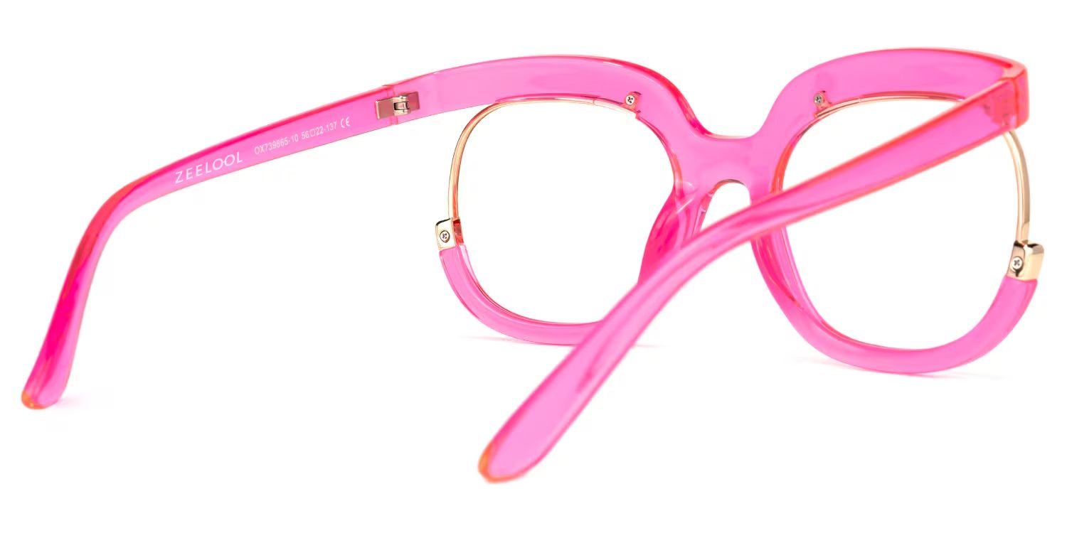 Darice Pink Round Transparent Semi-Frame Glasses | ZEELOOL Canada3