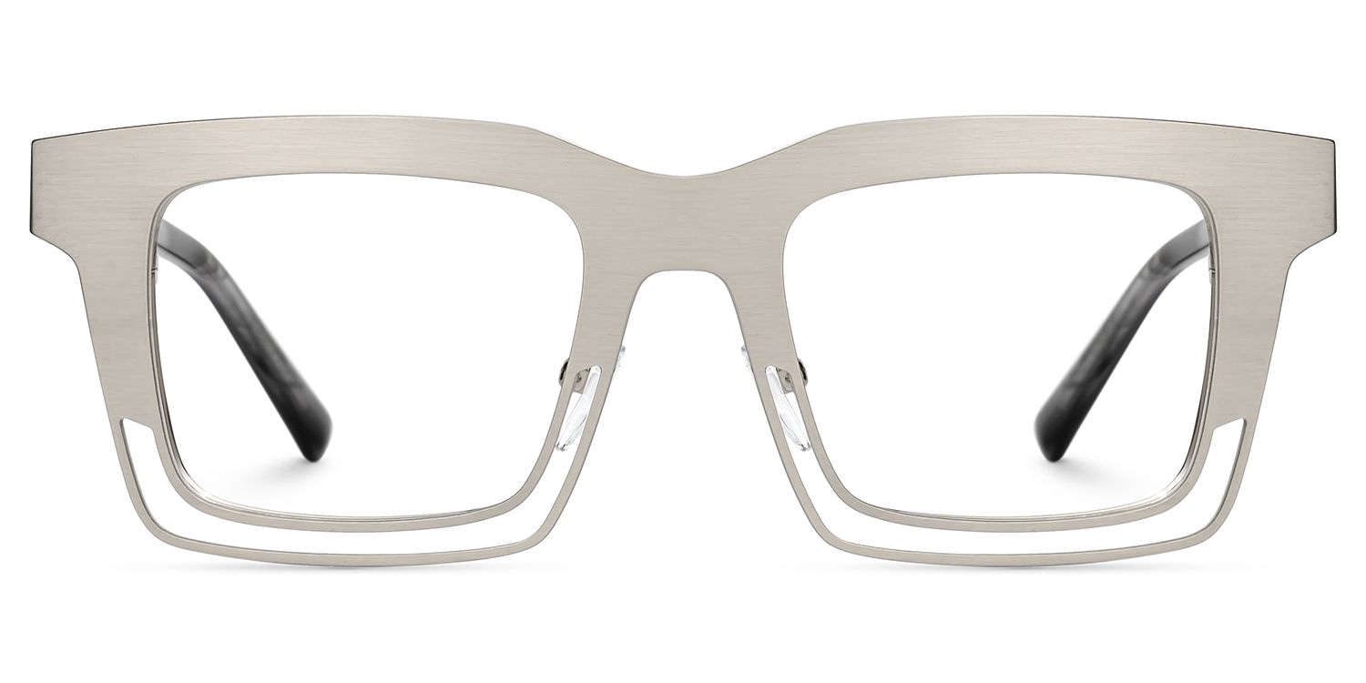 Evan Rectangle Silver Frame Eyeglasses for Males | ZEELOOL Canada1
