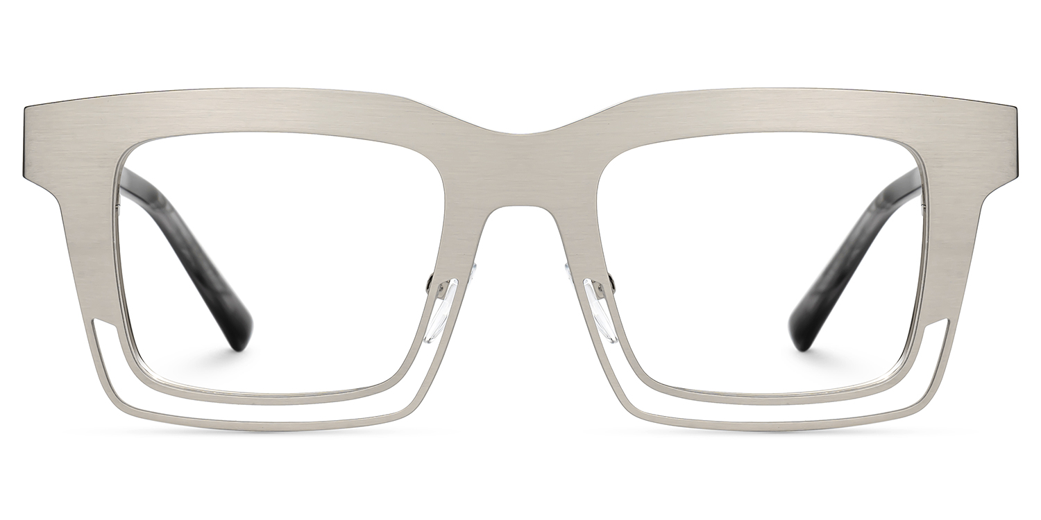 Evan Rectangle Silver Frame Eyeglasses for Males | ZEELOOL Canada1