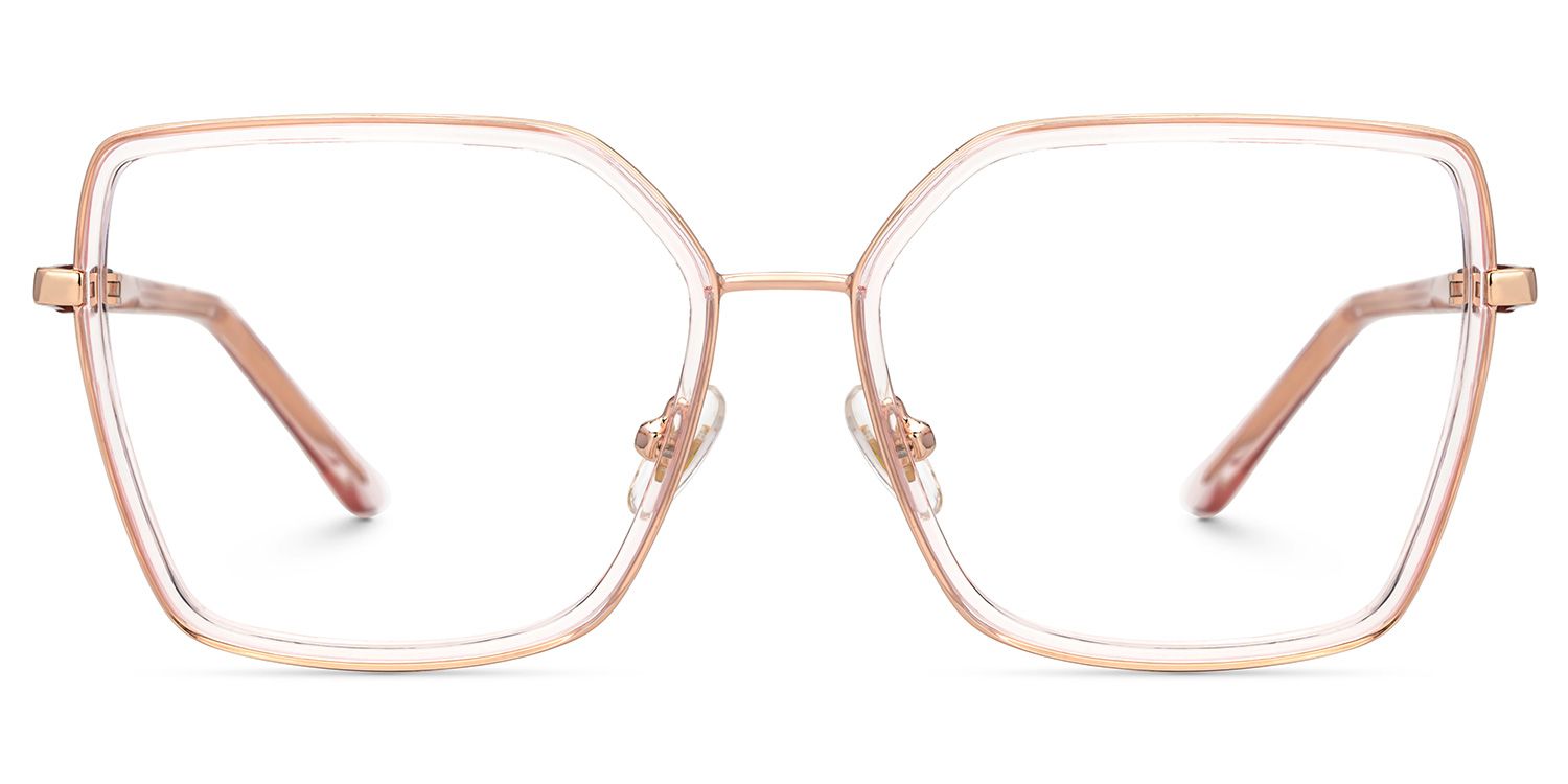Jill Transparent Matte Pink Eyeglasses in Square Frame0