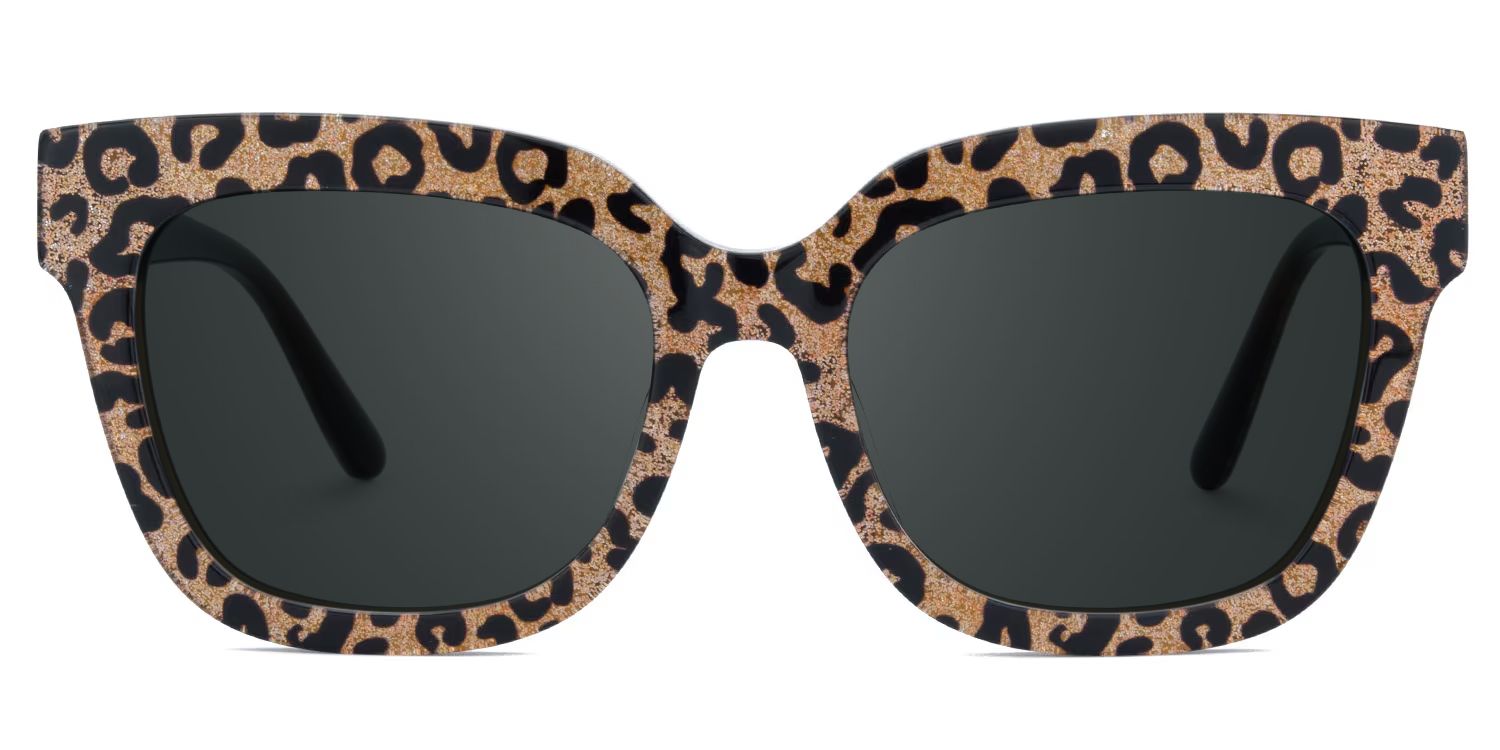 Designer Brown Leopard Square Prescription Sunglasses0