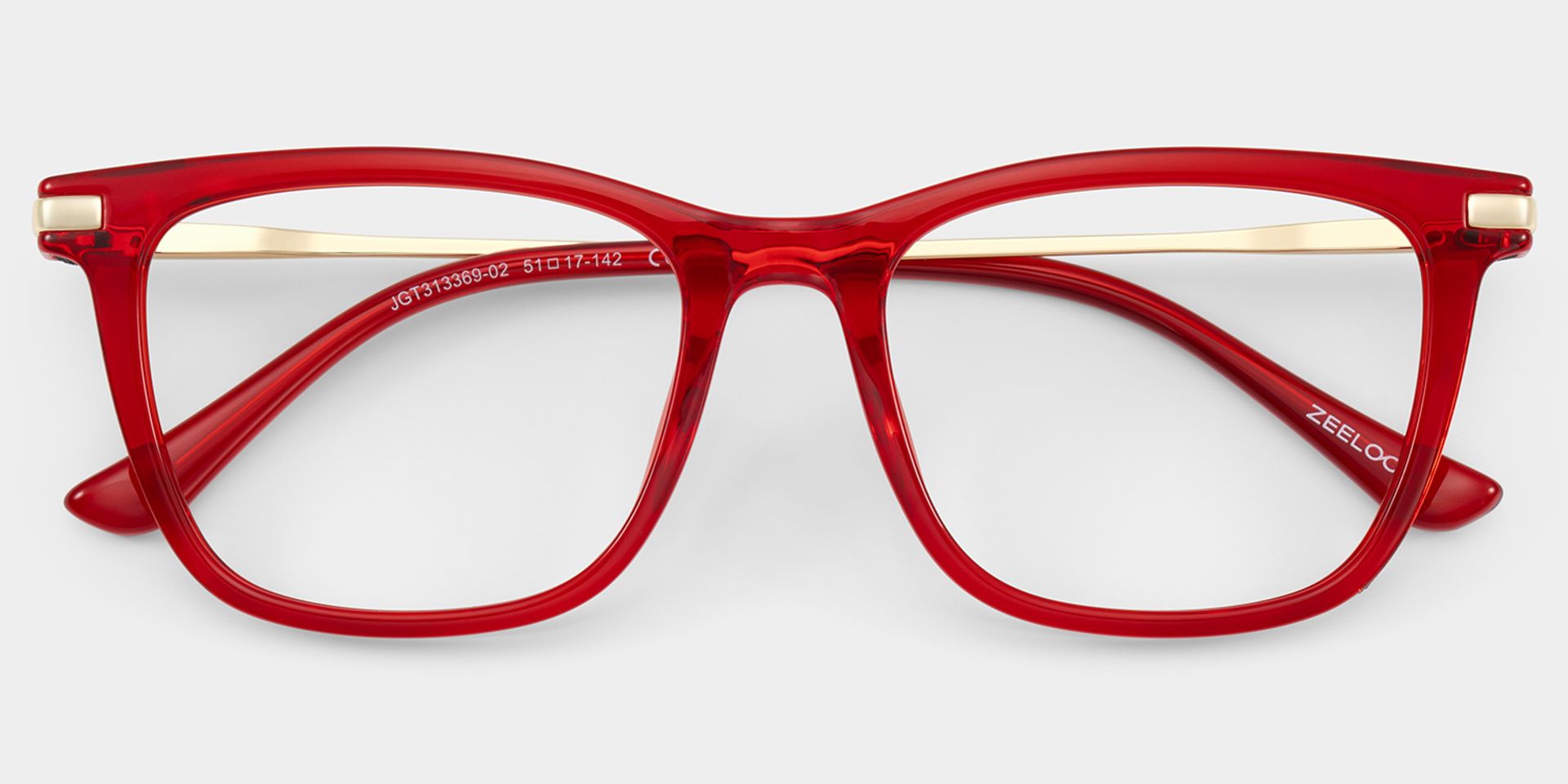 Selena Rectangle Transparent Red Glasses for Women | ZEELOOL2