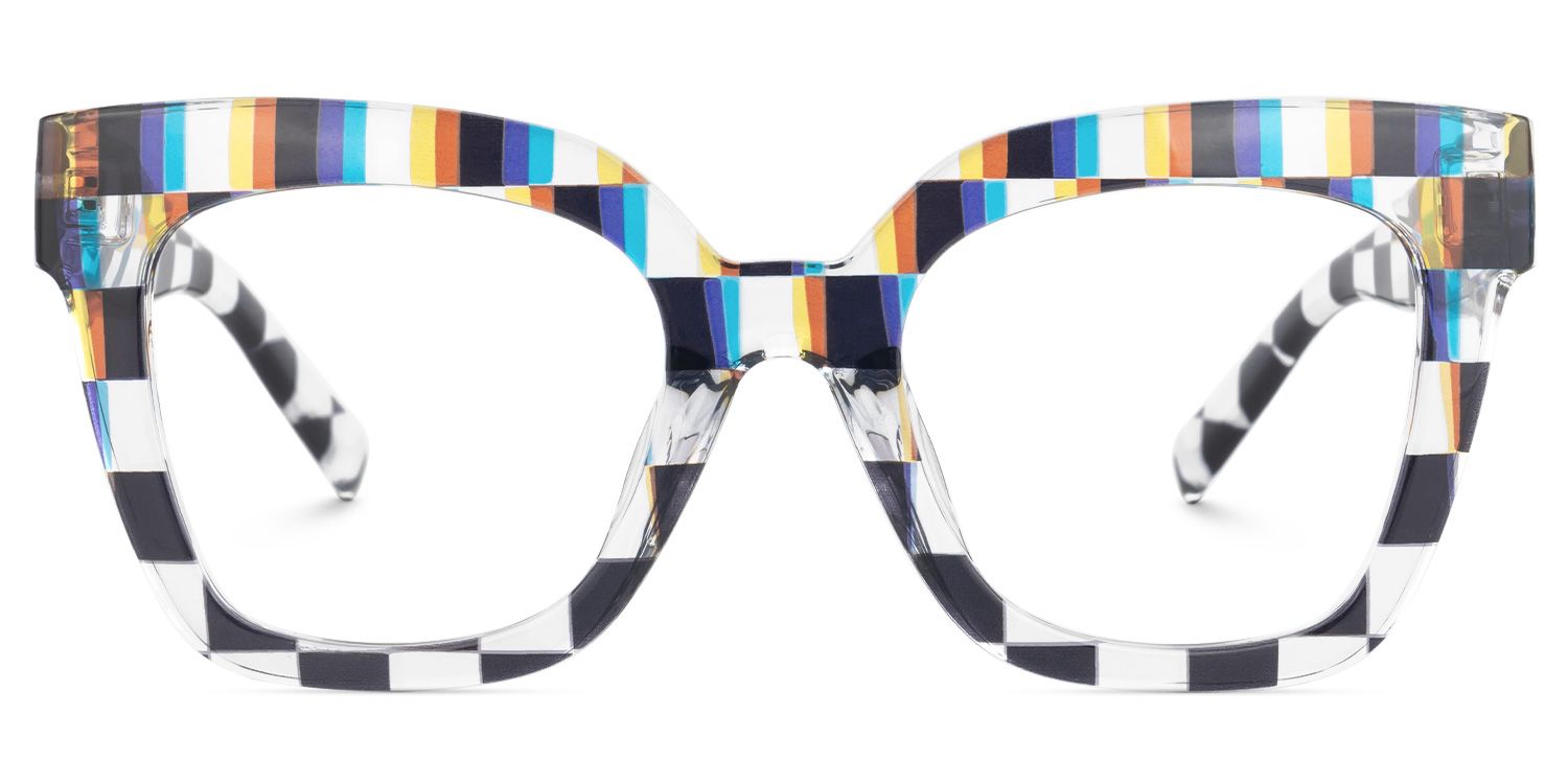 Geek Chic Malcolm Checkered Square Frame Glasses0