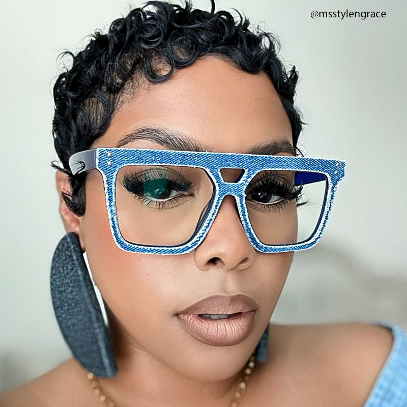 Rubin Square Denim Blue Glasses9