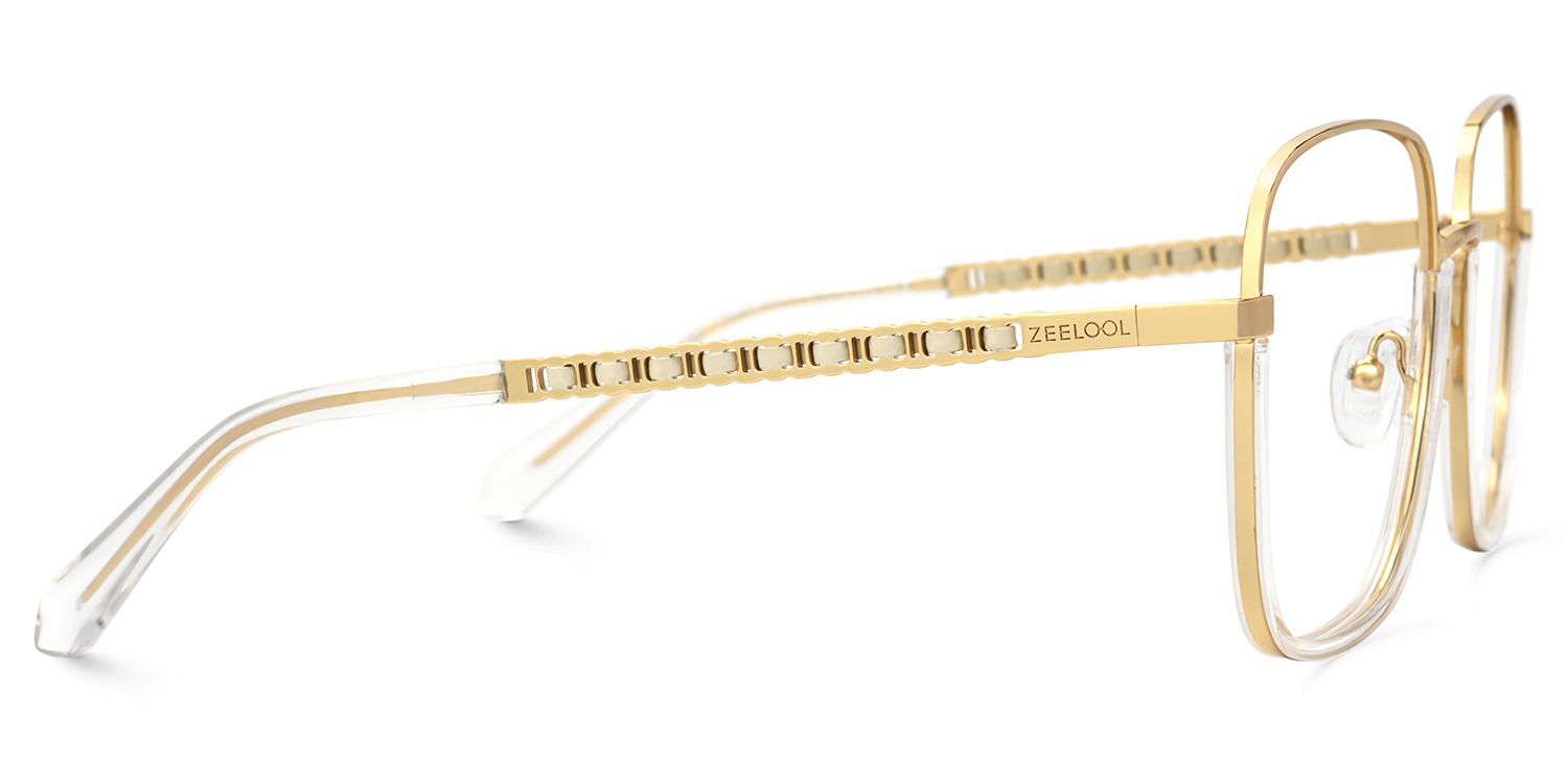 Perfecta Square Clear and Gold Prescription Glasses | ZEELOOL Canada2