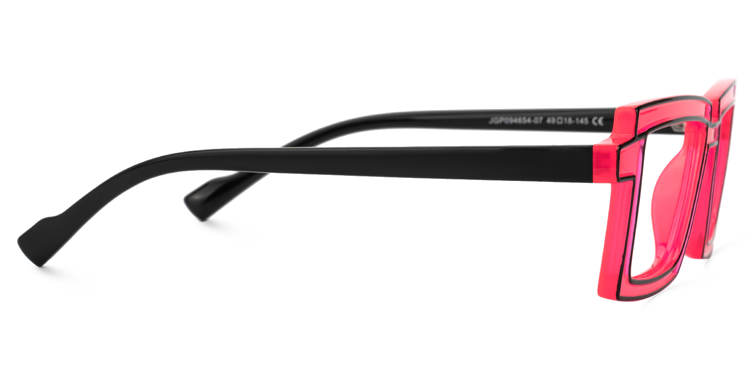 Zephyr Red Rectangle Eyeglasses with Cyberpunk Frame3