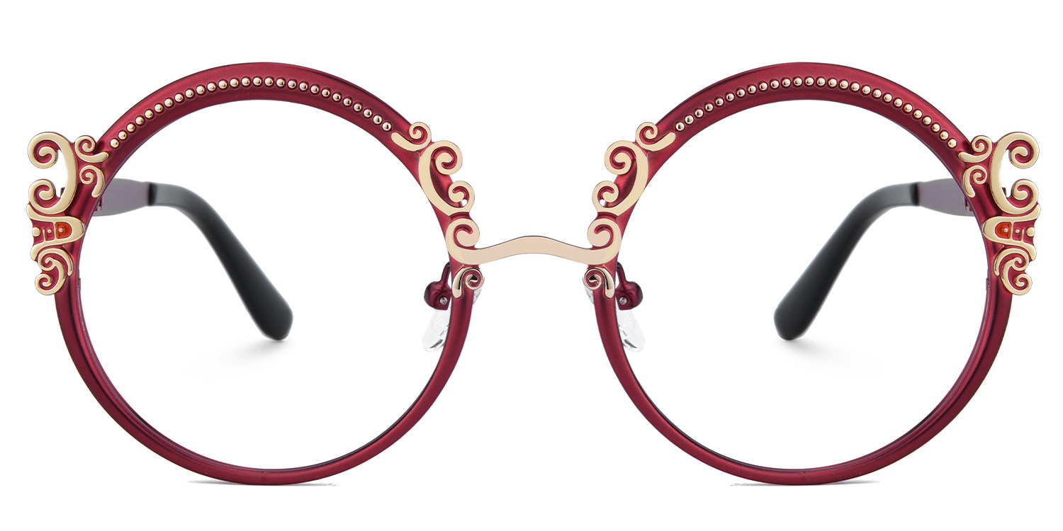 Nelida Round Red Glasses1