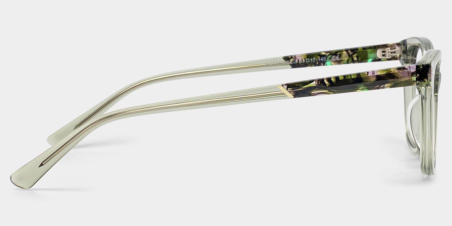 Cassia Clear Green Rectangle Acetate Glasses Frames | ZEELOOL4