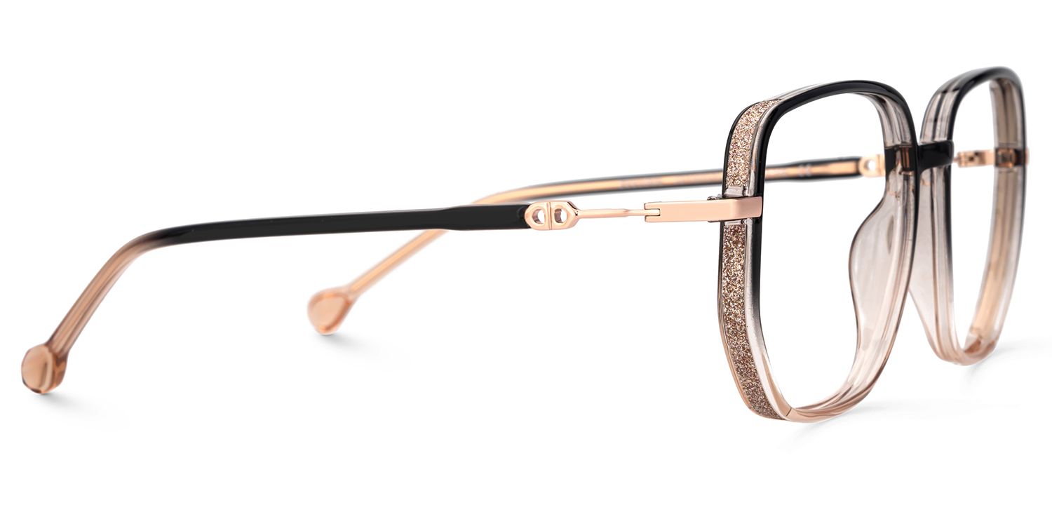 Joana Black and Beige Glasses in Geometric Wide Frame Design4