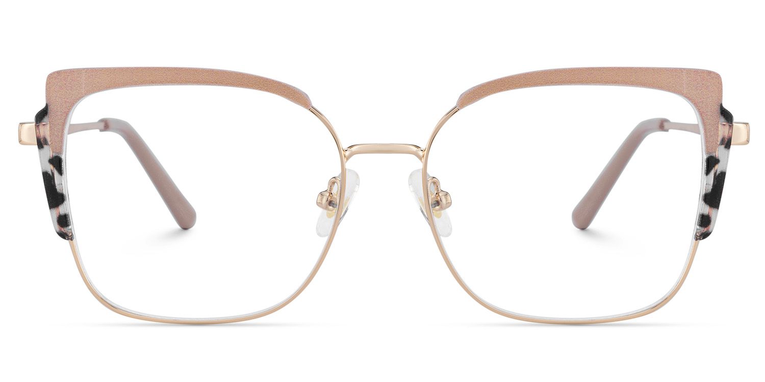 Khaki Tortoise Thin Frame Glasses With Metal Material1