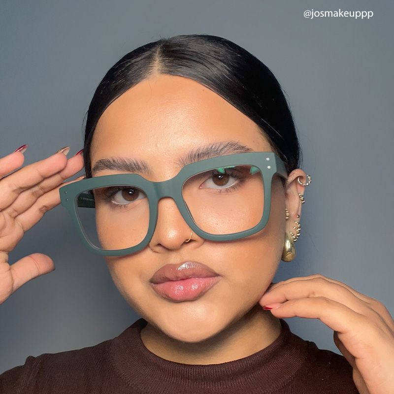 Liizbeett Square Eyeglasses with Dark Green Frames10