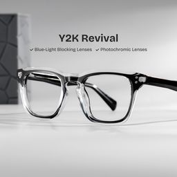 Liam Rectangle Black Clear Glasses0