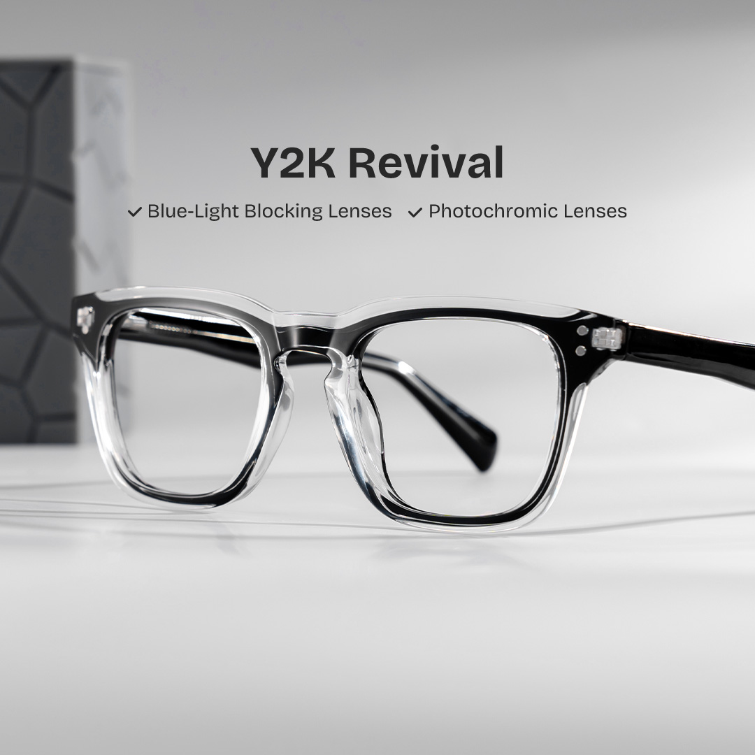 Liam Rectangle Black Crystal Glasses0